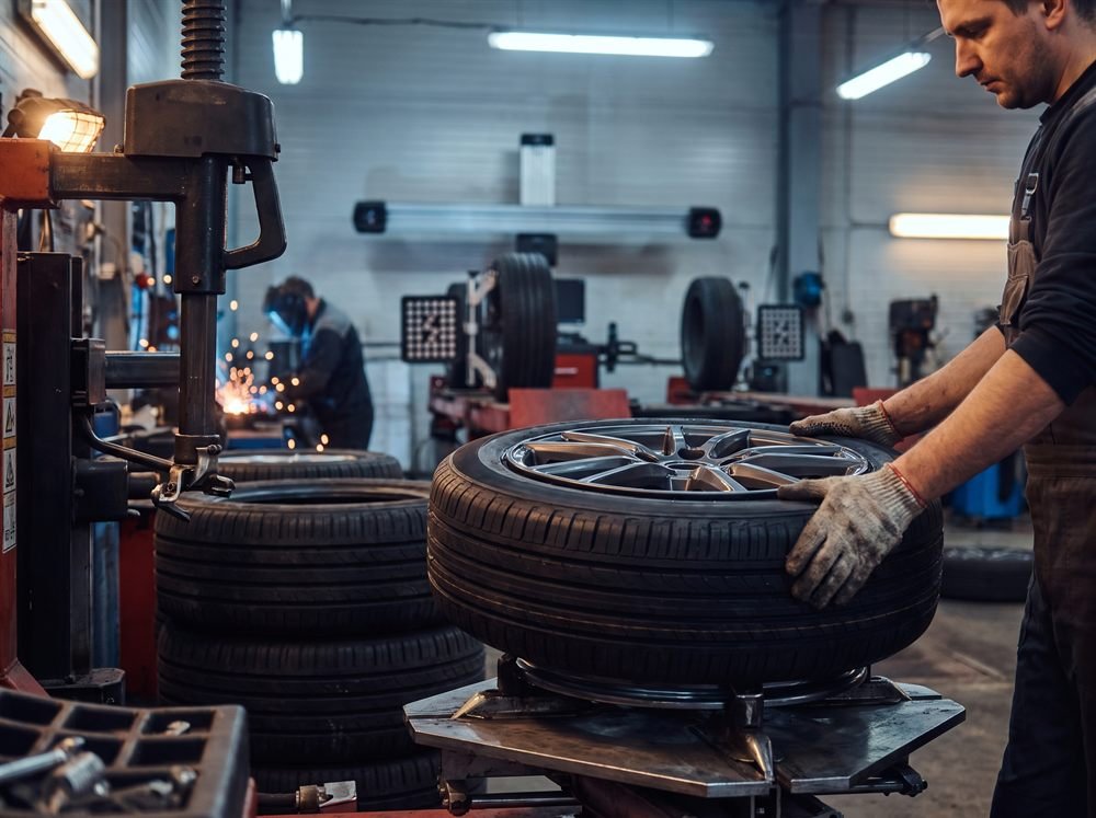 Band wordt gemonteerd op een lichtmetalen velg